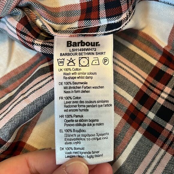 Barbour Bethwin Button Down Top Cloud Check Size 8 NWT - Picture 8 of 8